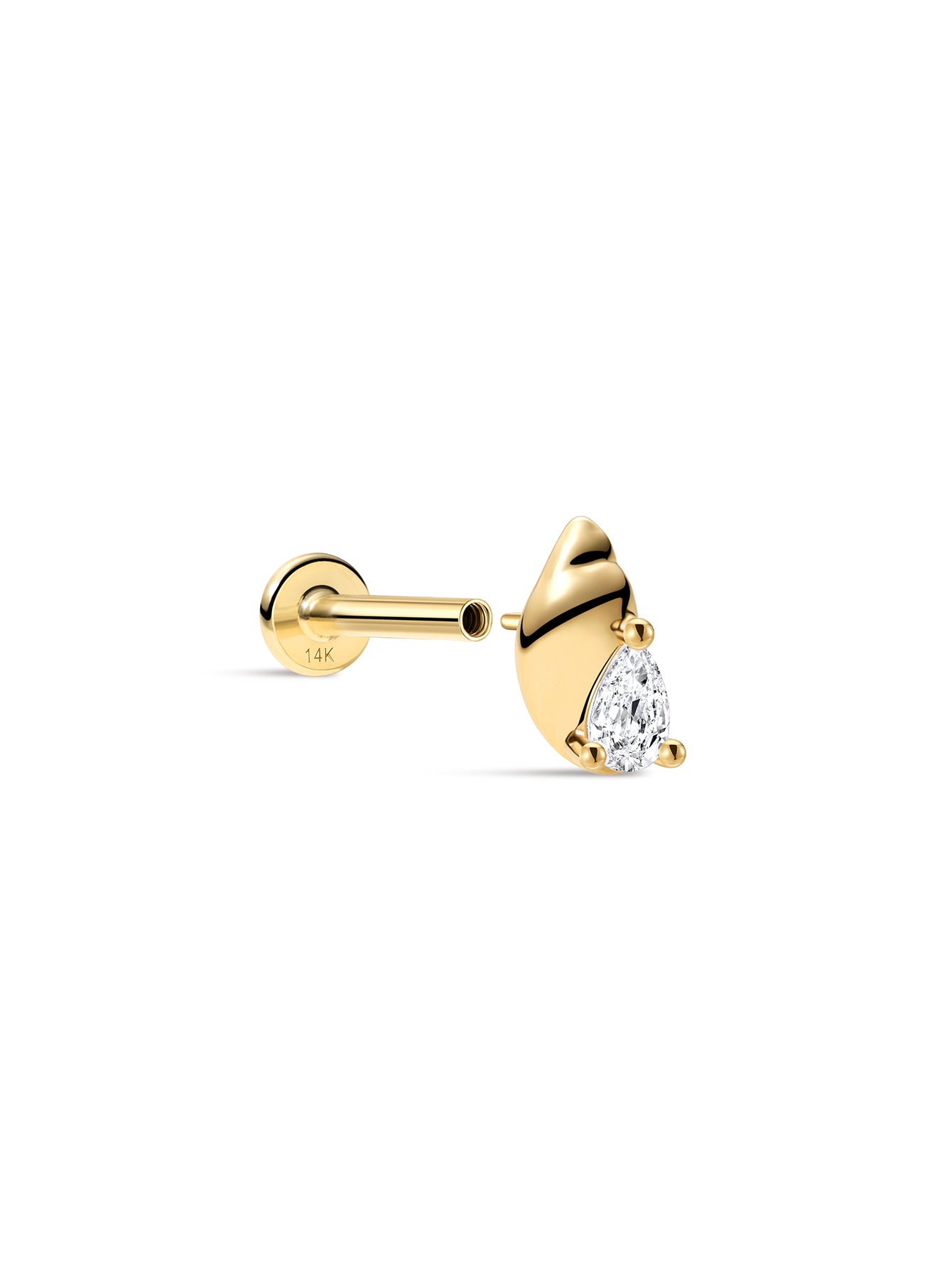 14K Solid Gold Seaspritz CZ Beach Conch Flatback-aurivna