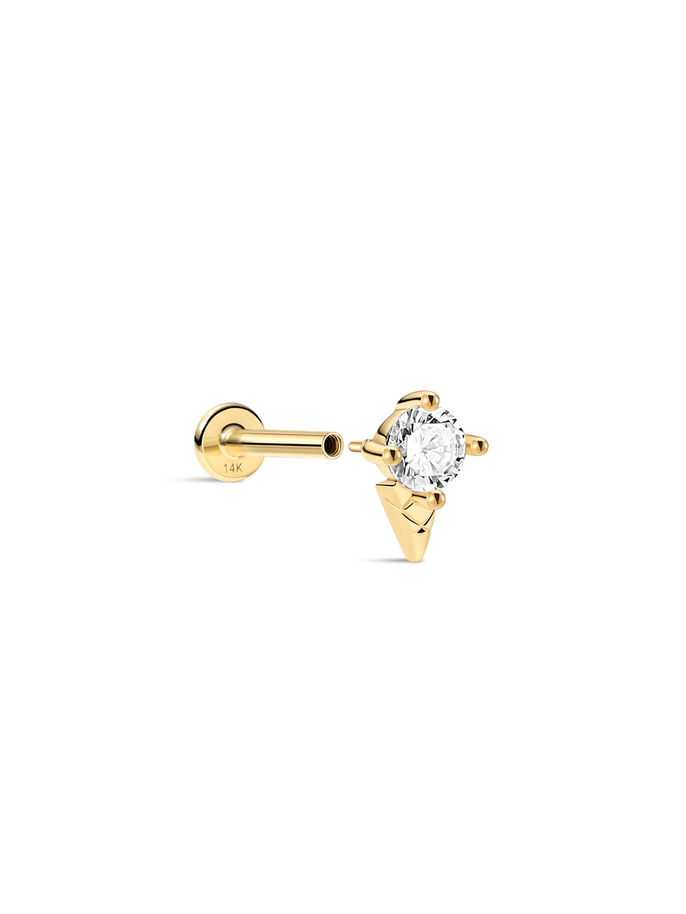 14K Solid Gold Seaspritz CZ Ice Cream Flatback-aurivna