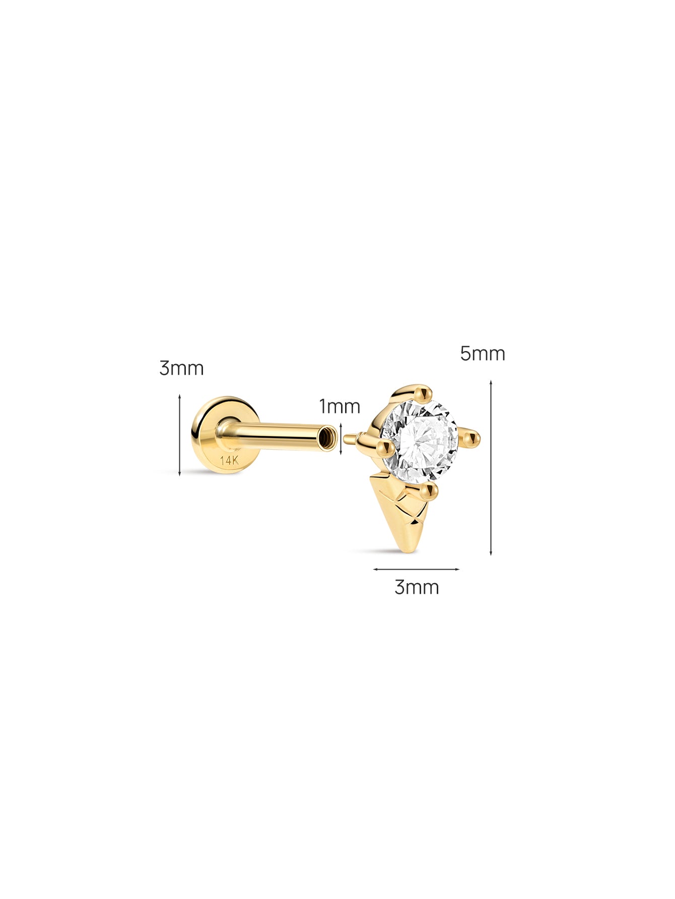 14K Solid Gold Seaspritz CZ Ice Cream Flatback-aurivna
