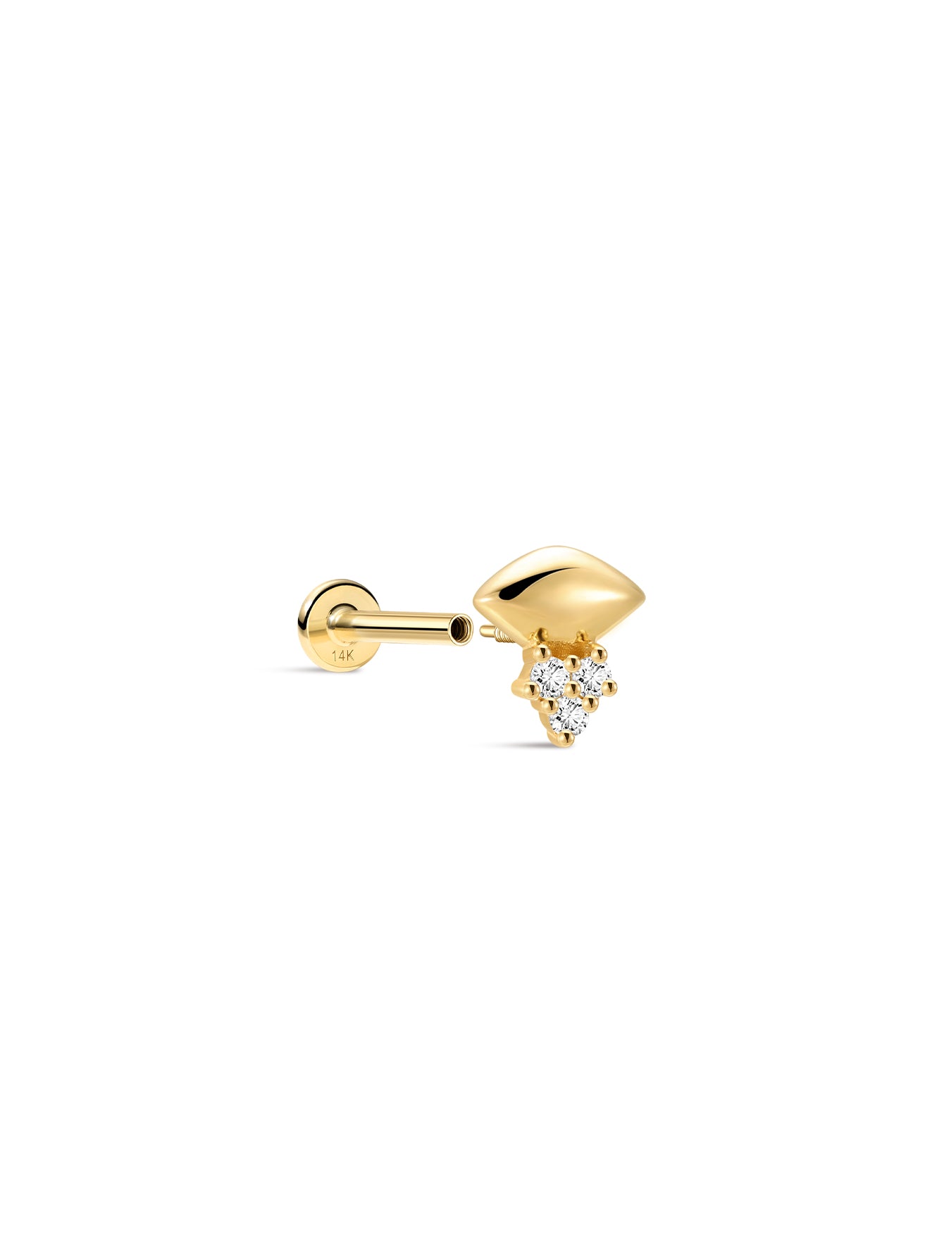 14k Solid Gold Prism Geometric Flatback Stud-aurivna
