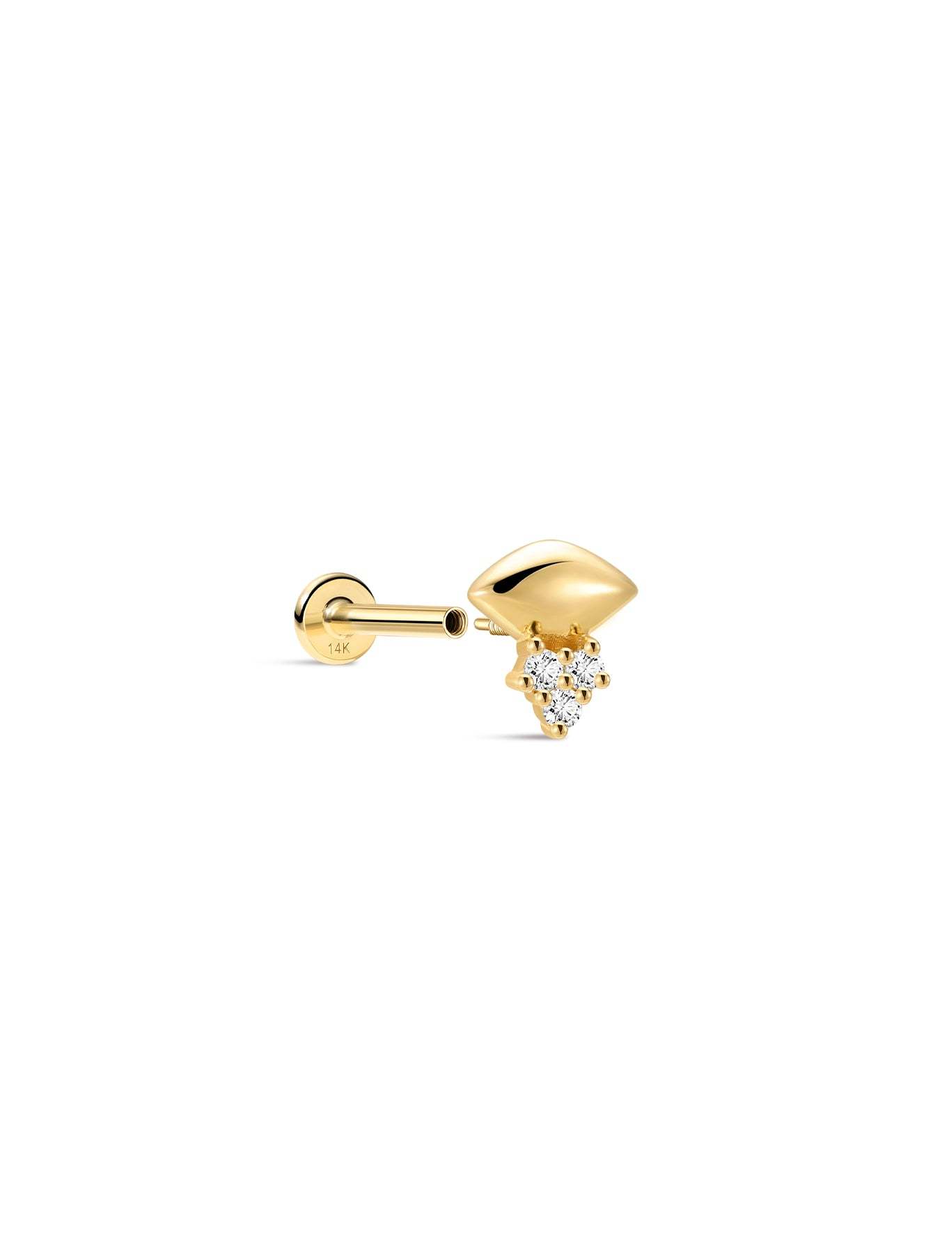 14k Solid Gold Prism Geometric Flatback Stud-aurivna