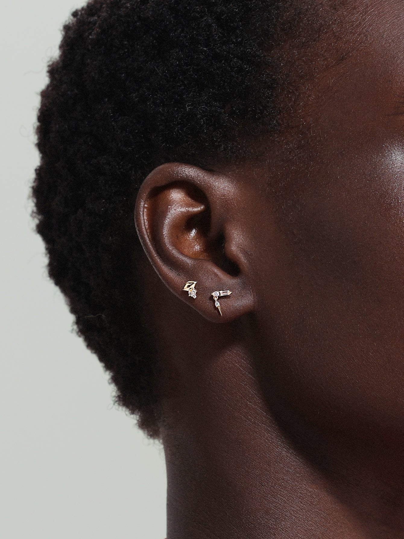 14k Solid Gold Prism Geometric Flatback Stud-aurivna