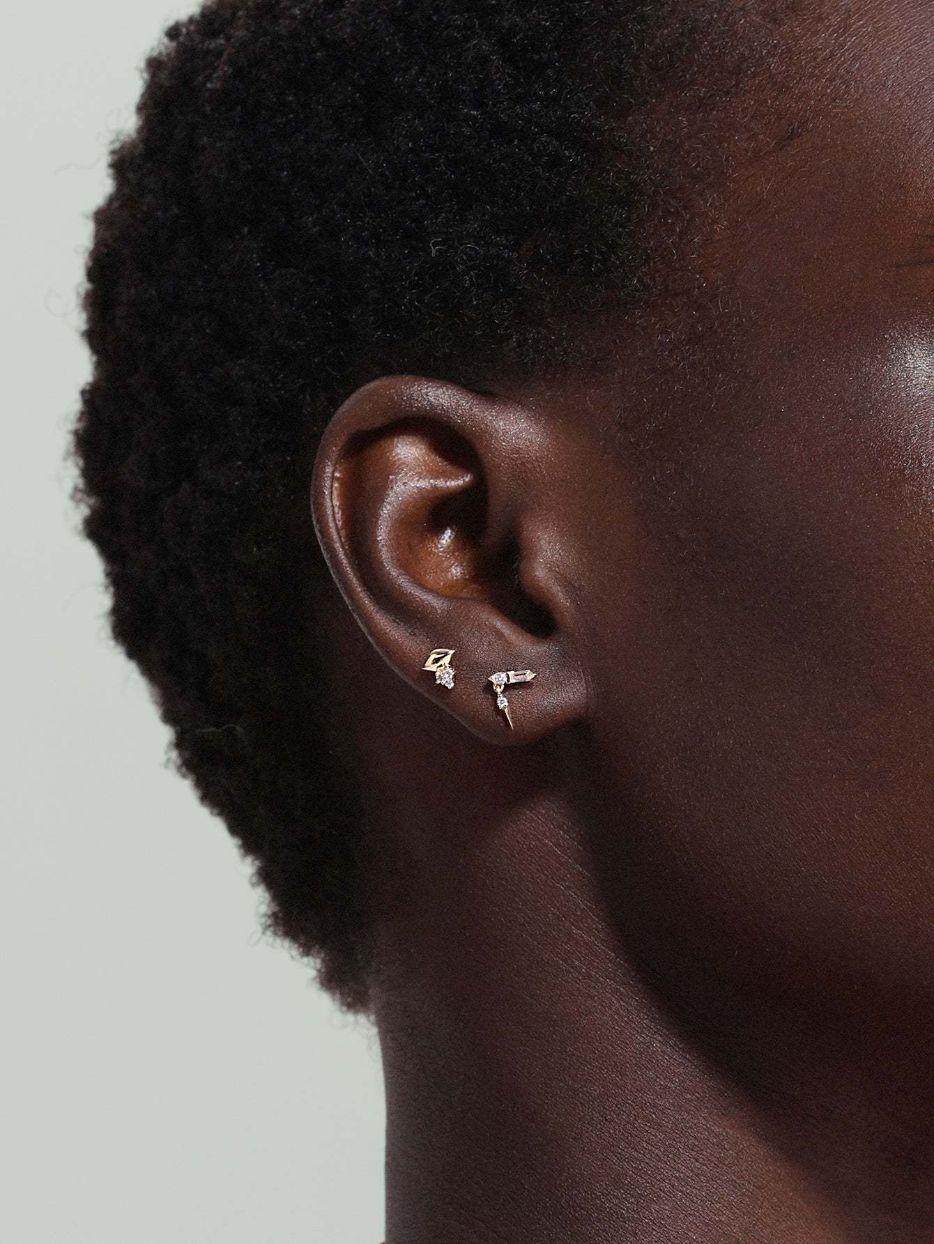 14k Solid Gold Prism Geometric Flatback Stud-aurivna