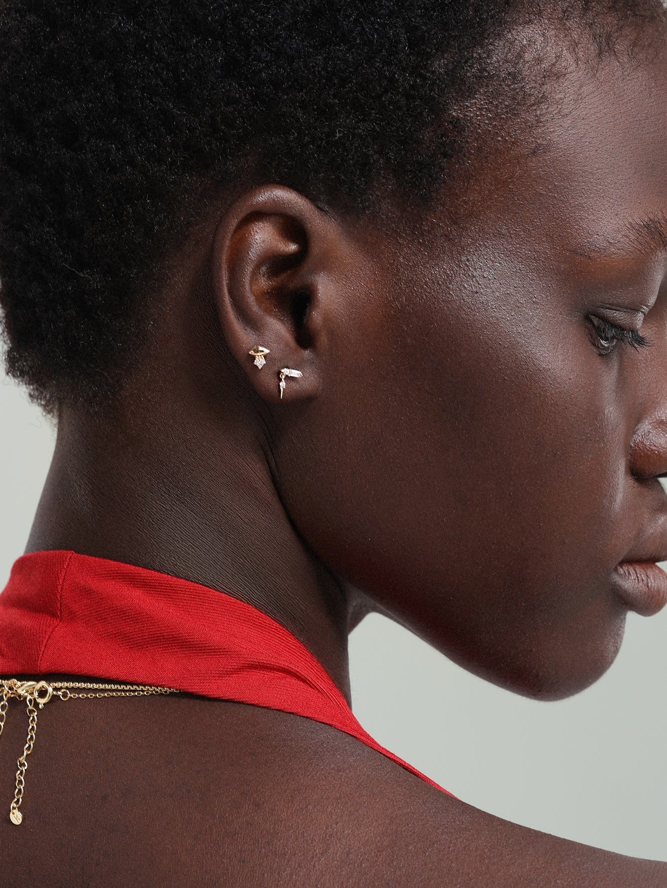 14k Solid Gold Prism Geometric Flatback Stud-aurivna