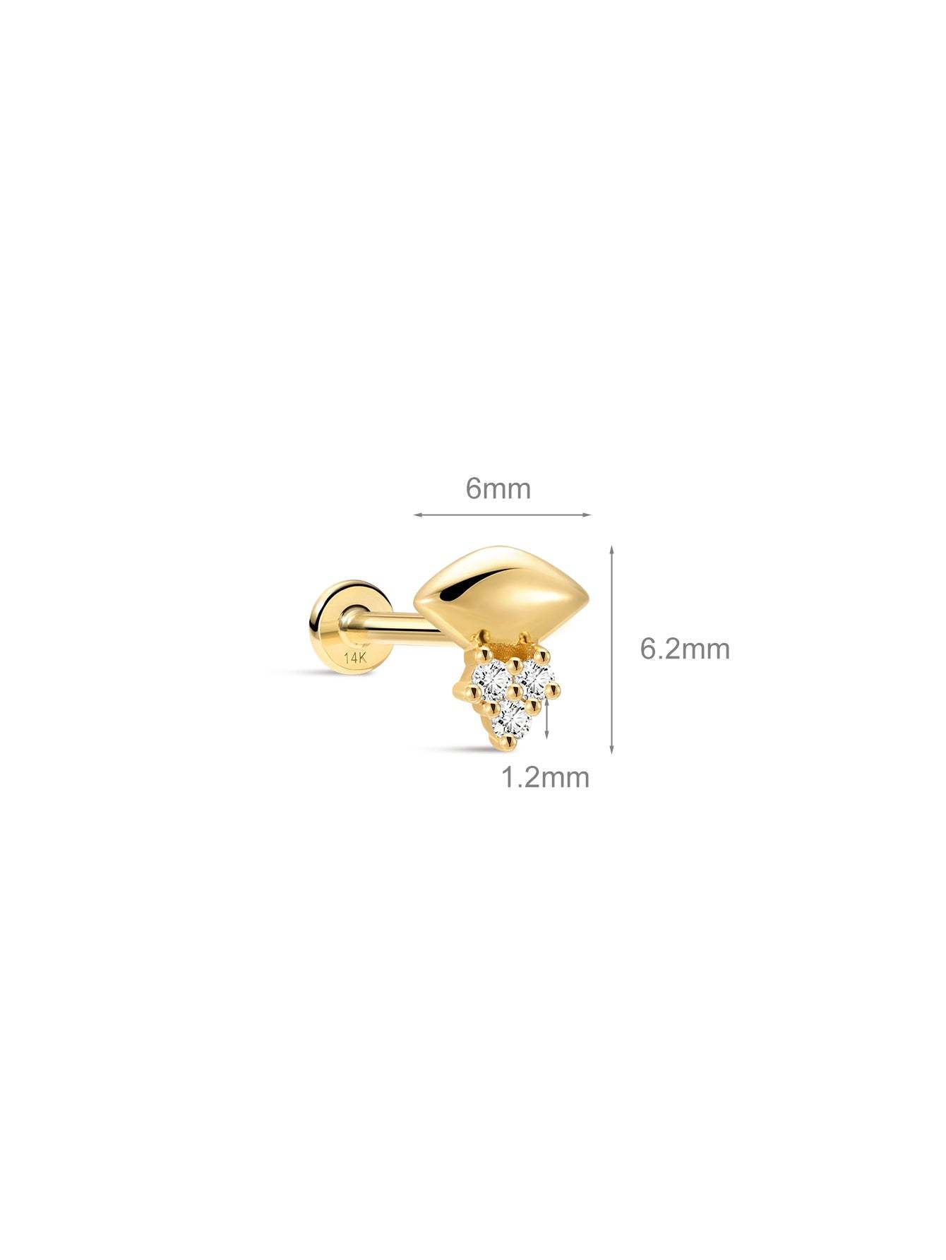 14k Solid Gold Prism Geometric Flatback Stud-aurivna