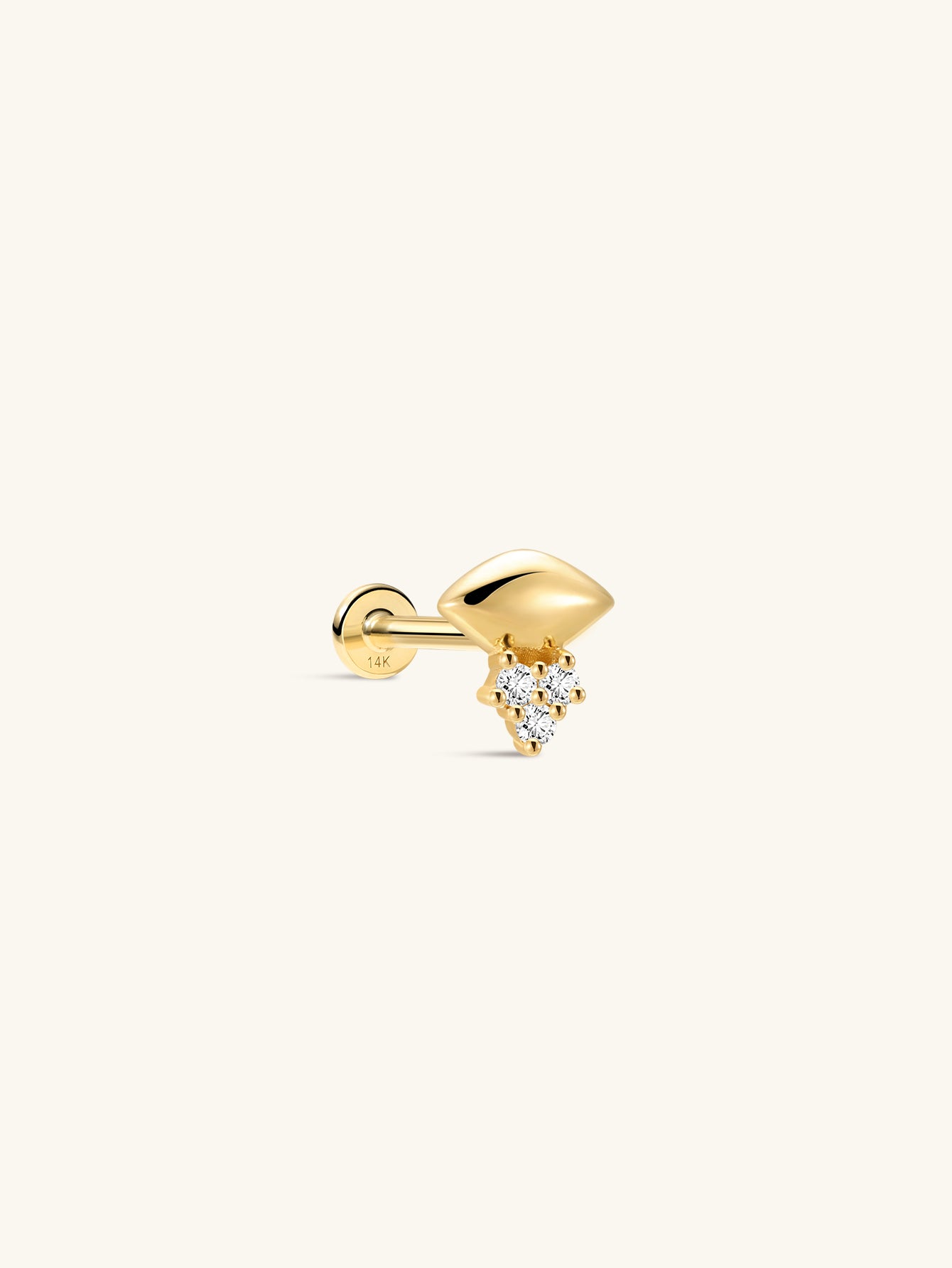 14k Solid Gold Prism Geometric Flatback Stud-aurivna