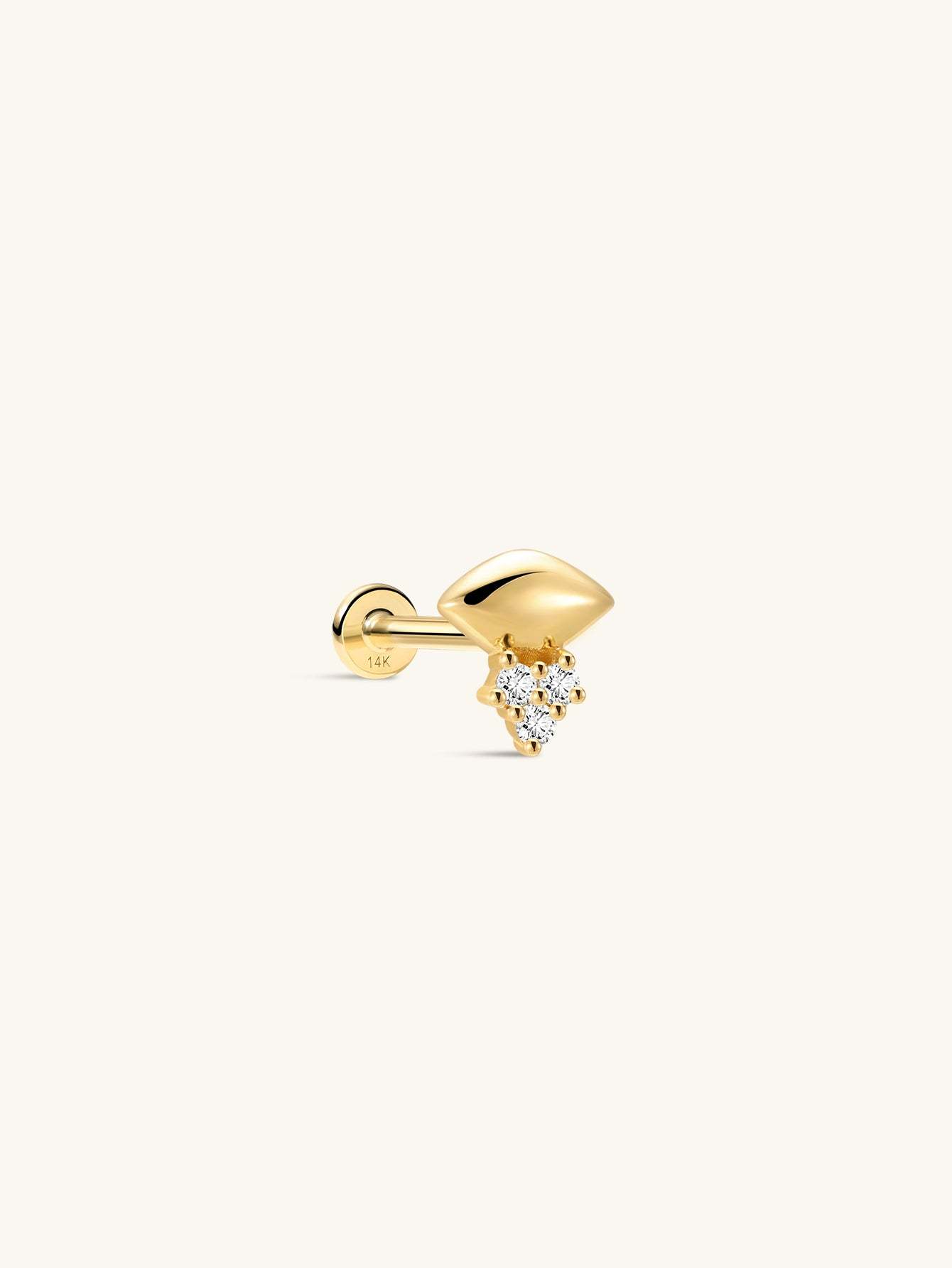 14k Solid Gold Prism Geometric Flatback Stud-aurivna