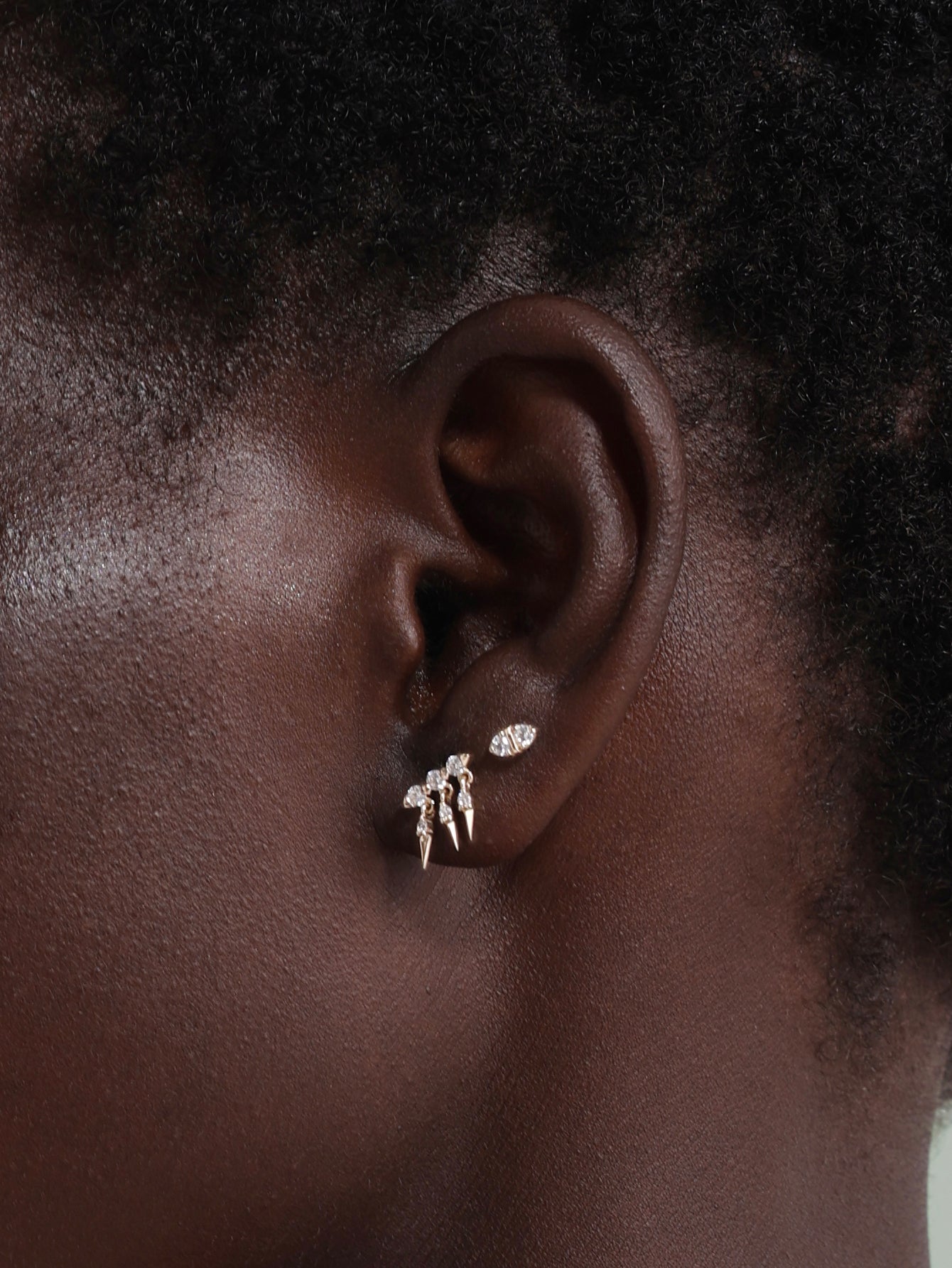 14k Solid Gold Prism Sparkle Geometric Flatback Stud-aurivna