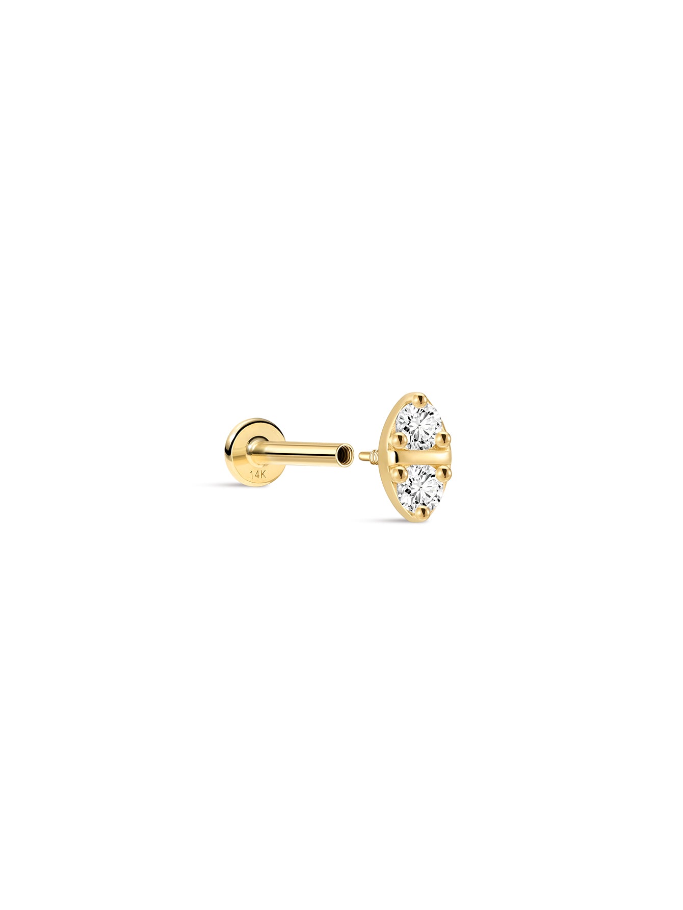 14k Solid Gold Prism Sparkle Geometric Flatback Stud-aurivna