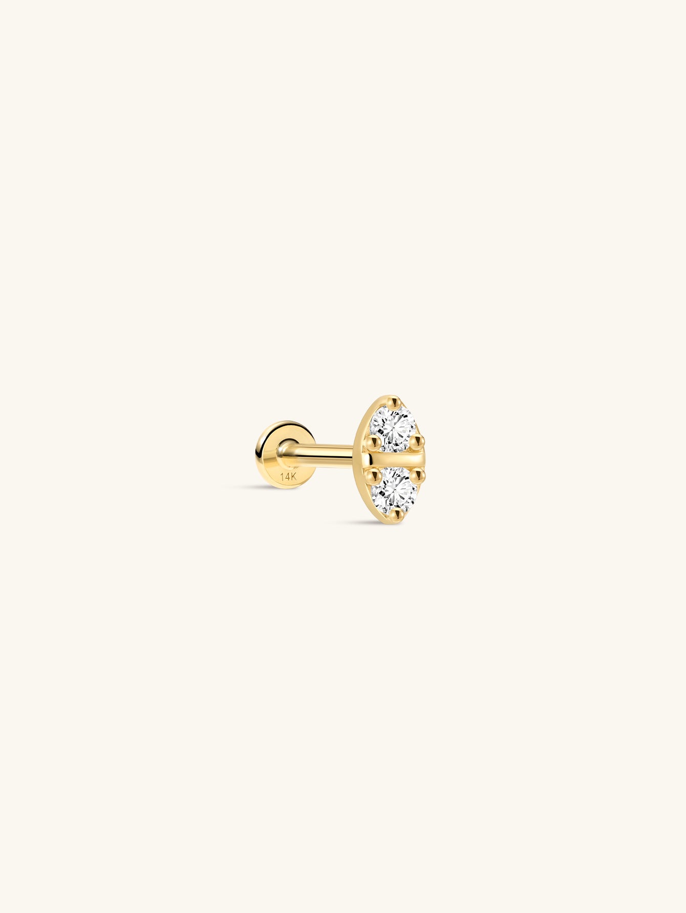 14k Solid Gold Prism Sparkle Geometric Flatback Stud-aurivna