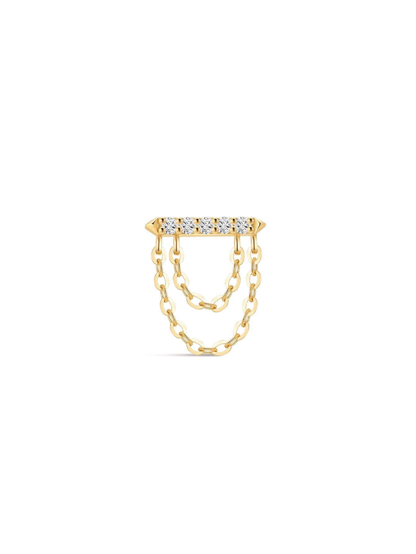 14k Solid Gold Prism Tassel Geometric Flatback Stud-aurivna