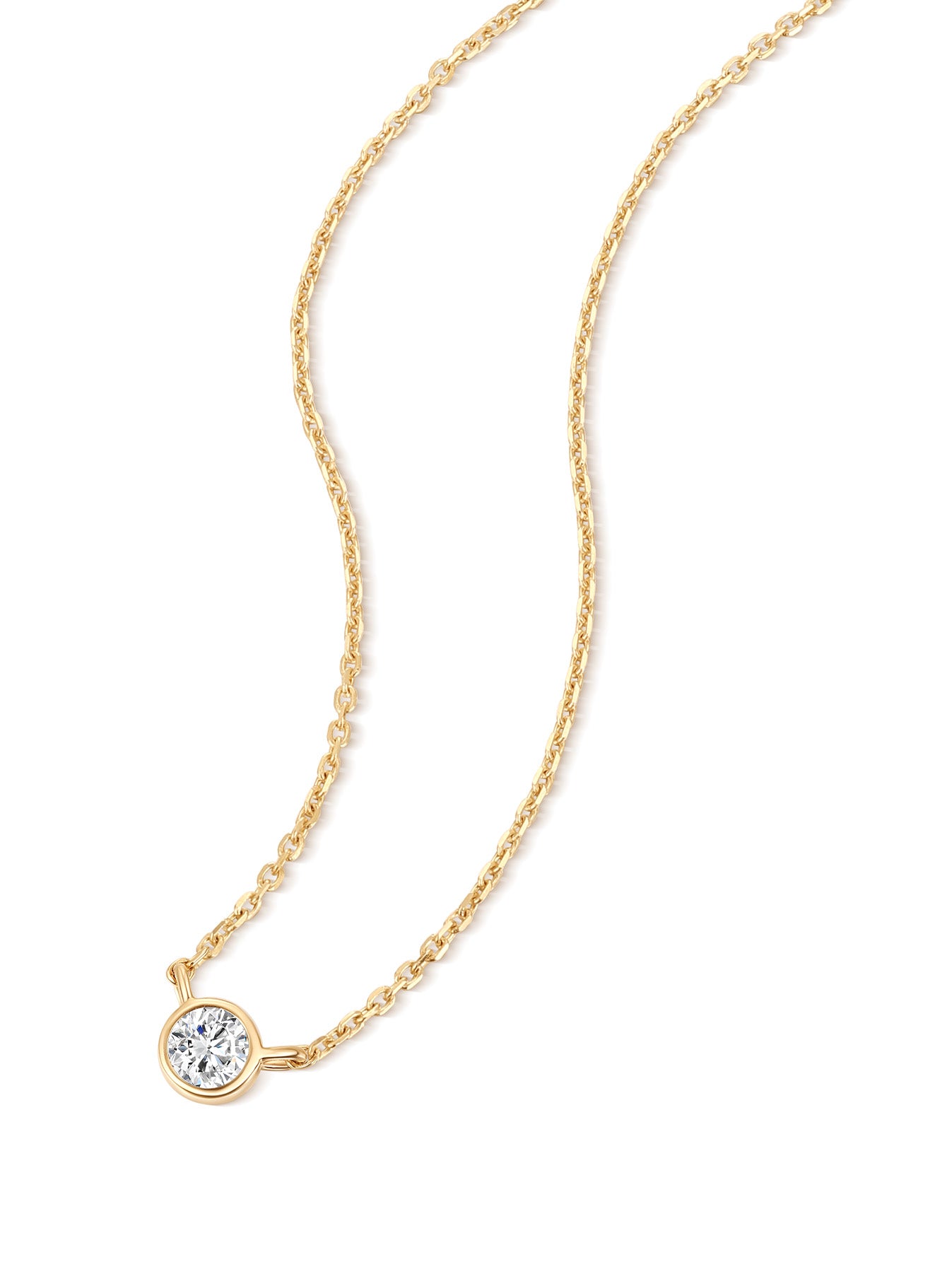 14K Solid Gold Tiniest Sparkling Bezel Zircon Necklace-aurivna