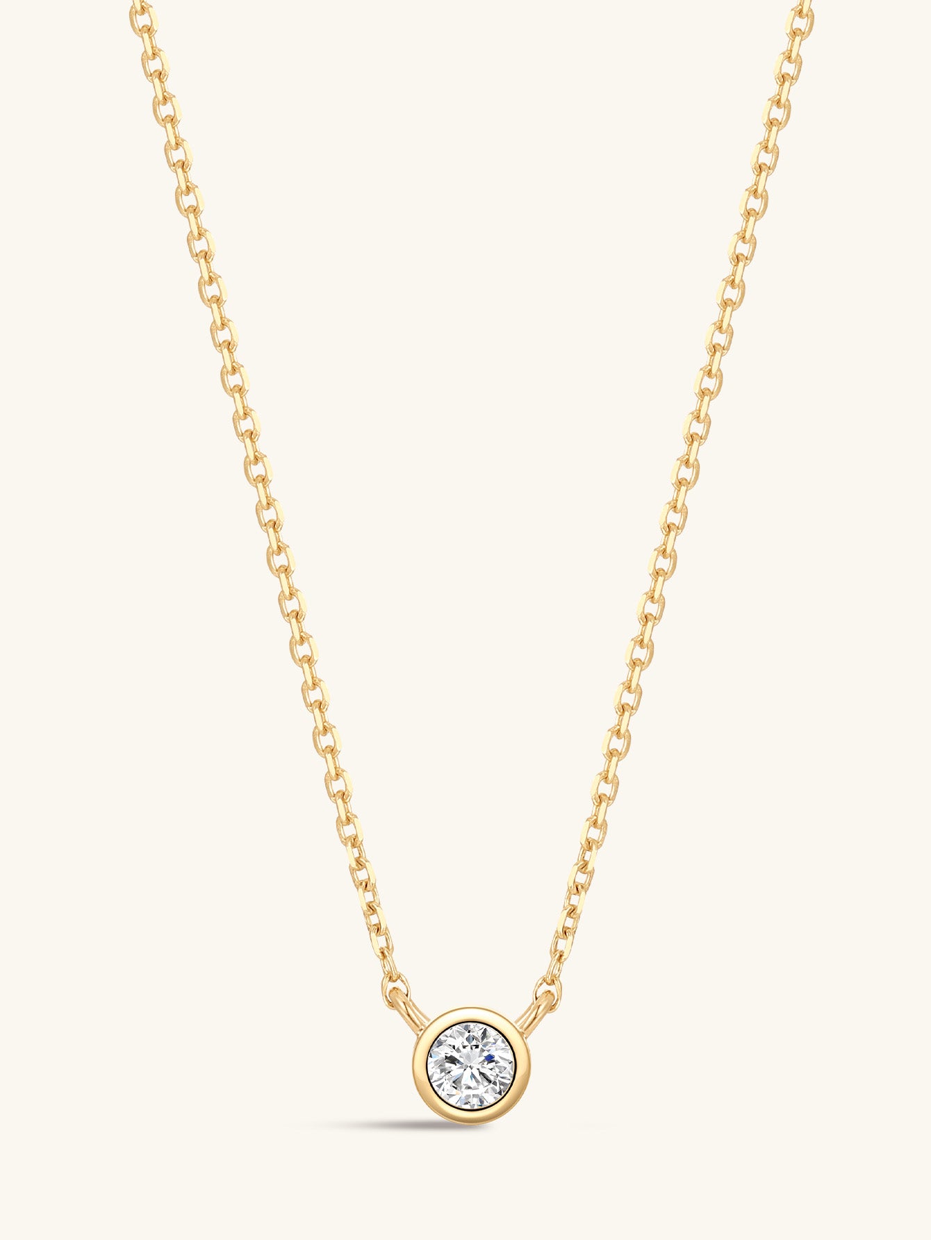 14K Solid Gold Tiniest Sparkling Bezel Zircon Necklace-aurivna