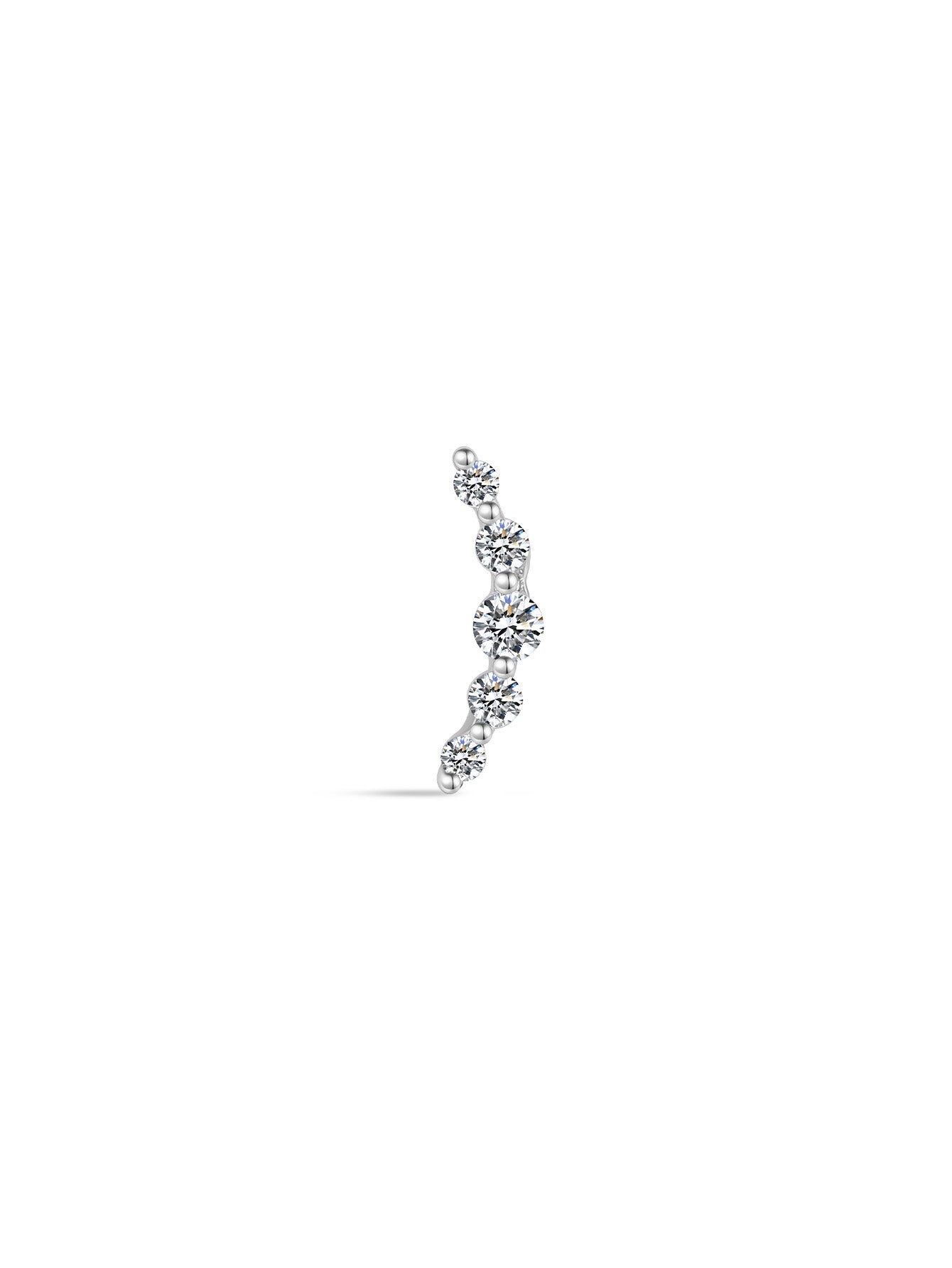 925 Sterling Silver  Pave Crescent Ear Piercing Stud-aurivna