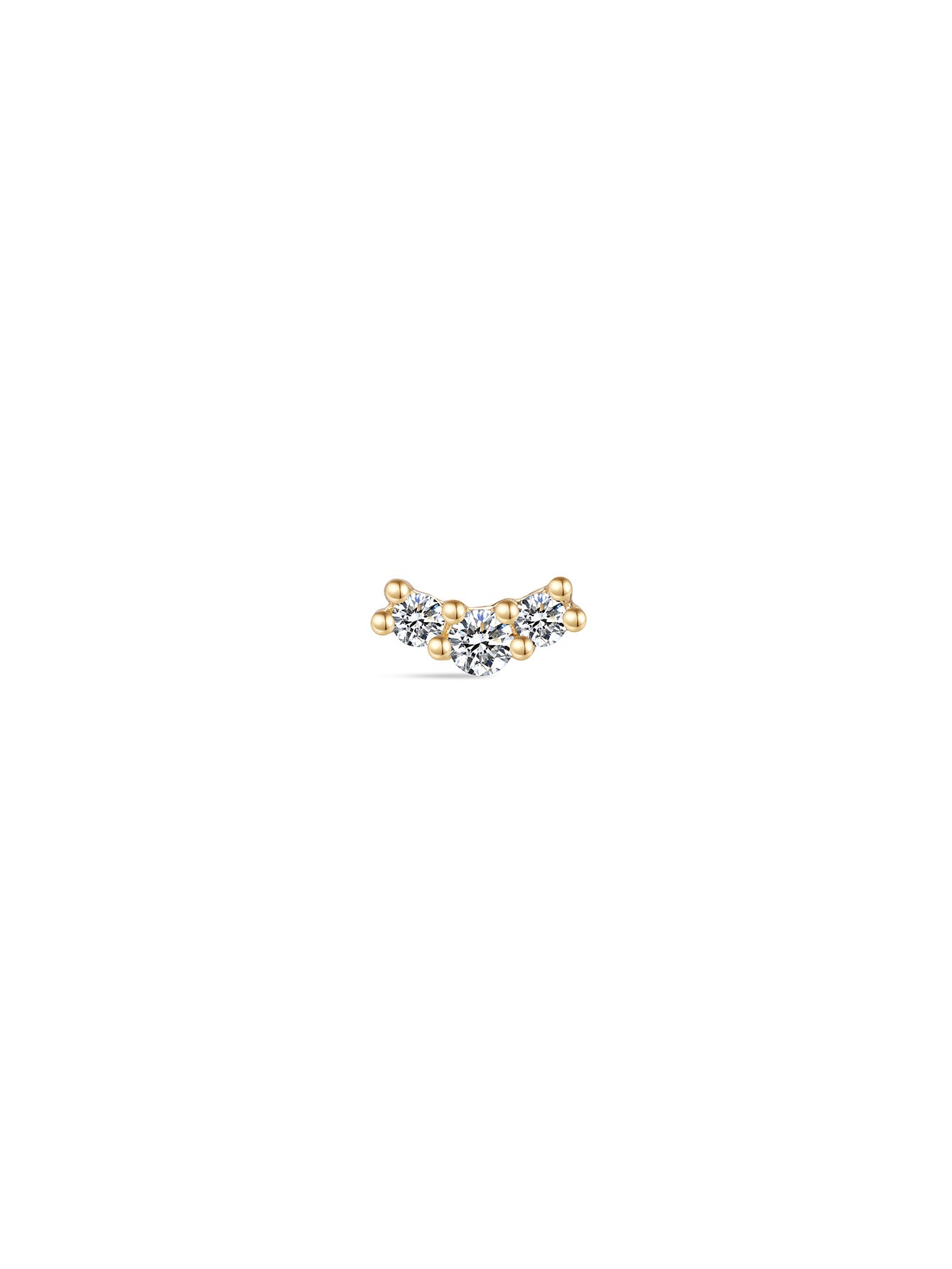 925 Sterling Silver Pave Curved Ear Piercing Stud-aurivna