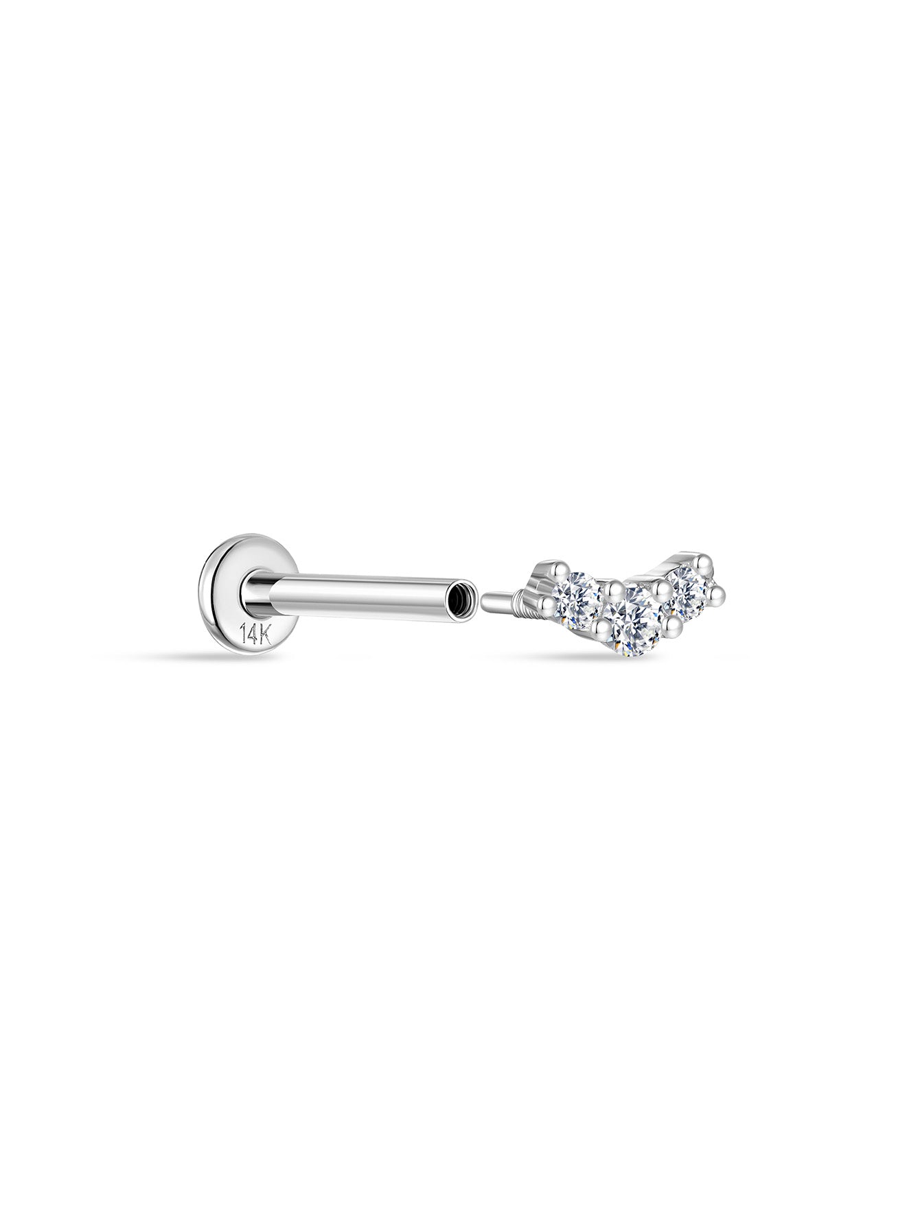 925 Sterling Silver Pave Curved Ear Piercing Stud-aurivna
