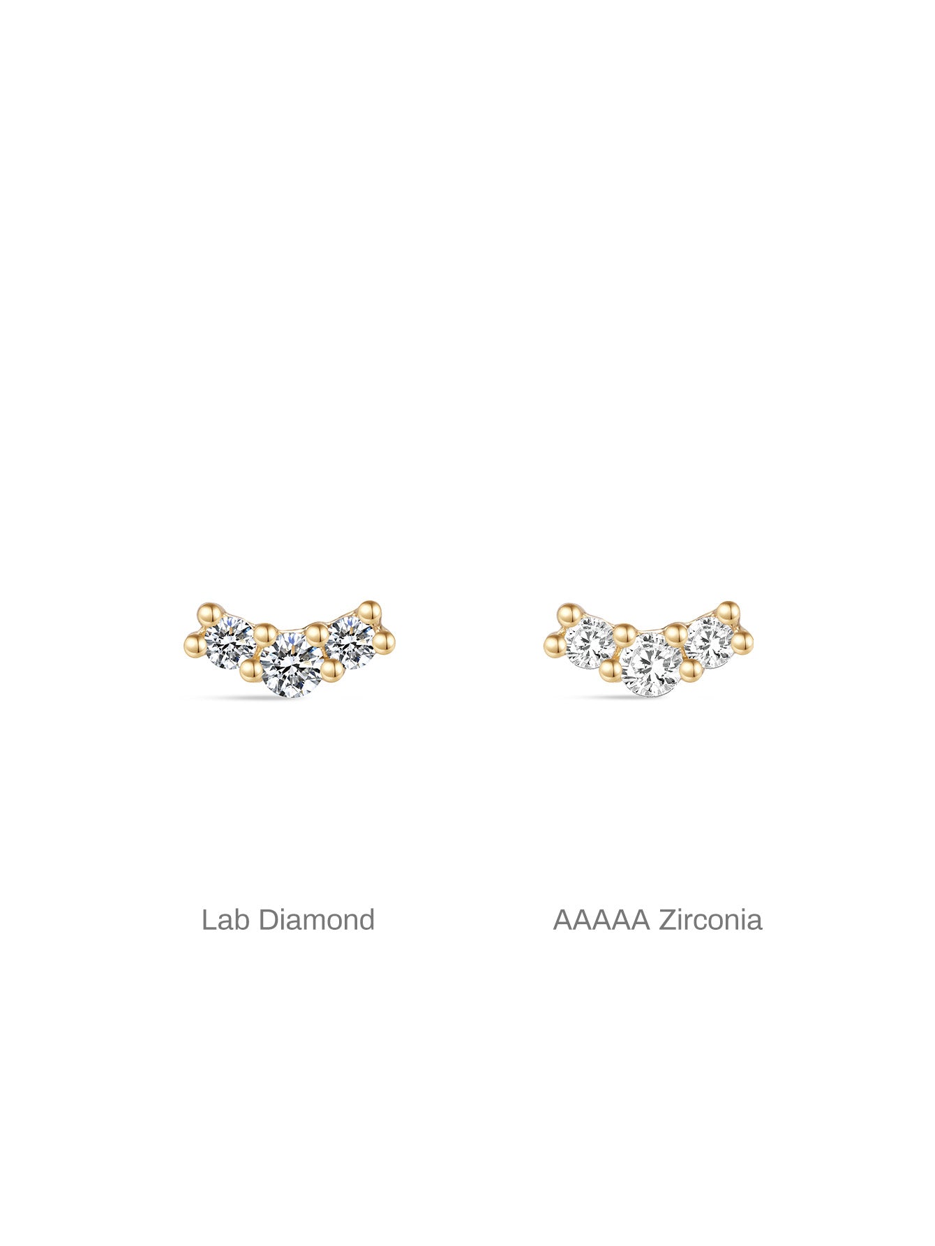 925 Sterling Silver Pave Curved Ear Piercing Stud-aurivna