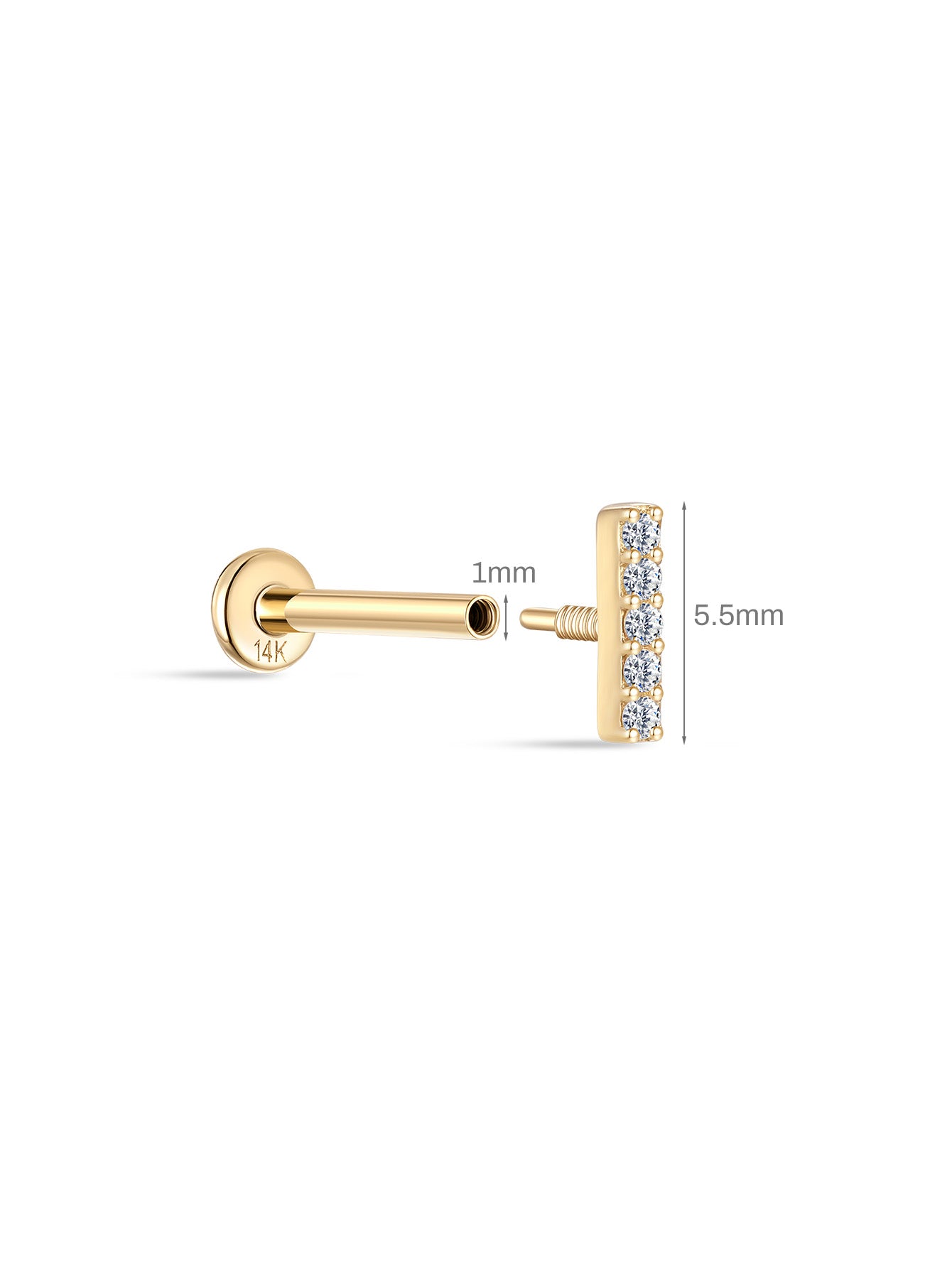 925 Sterling Silver Bar Ear Piercing Stud-aurivna