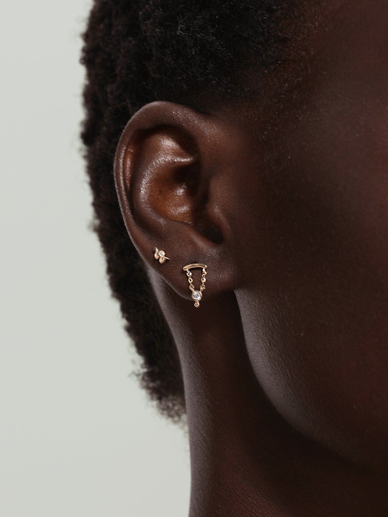 925 Sterling Silver Snake-Shaped Zircon Ear Piercing Stud-aurivna
