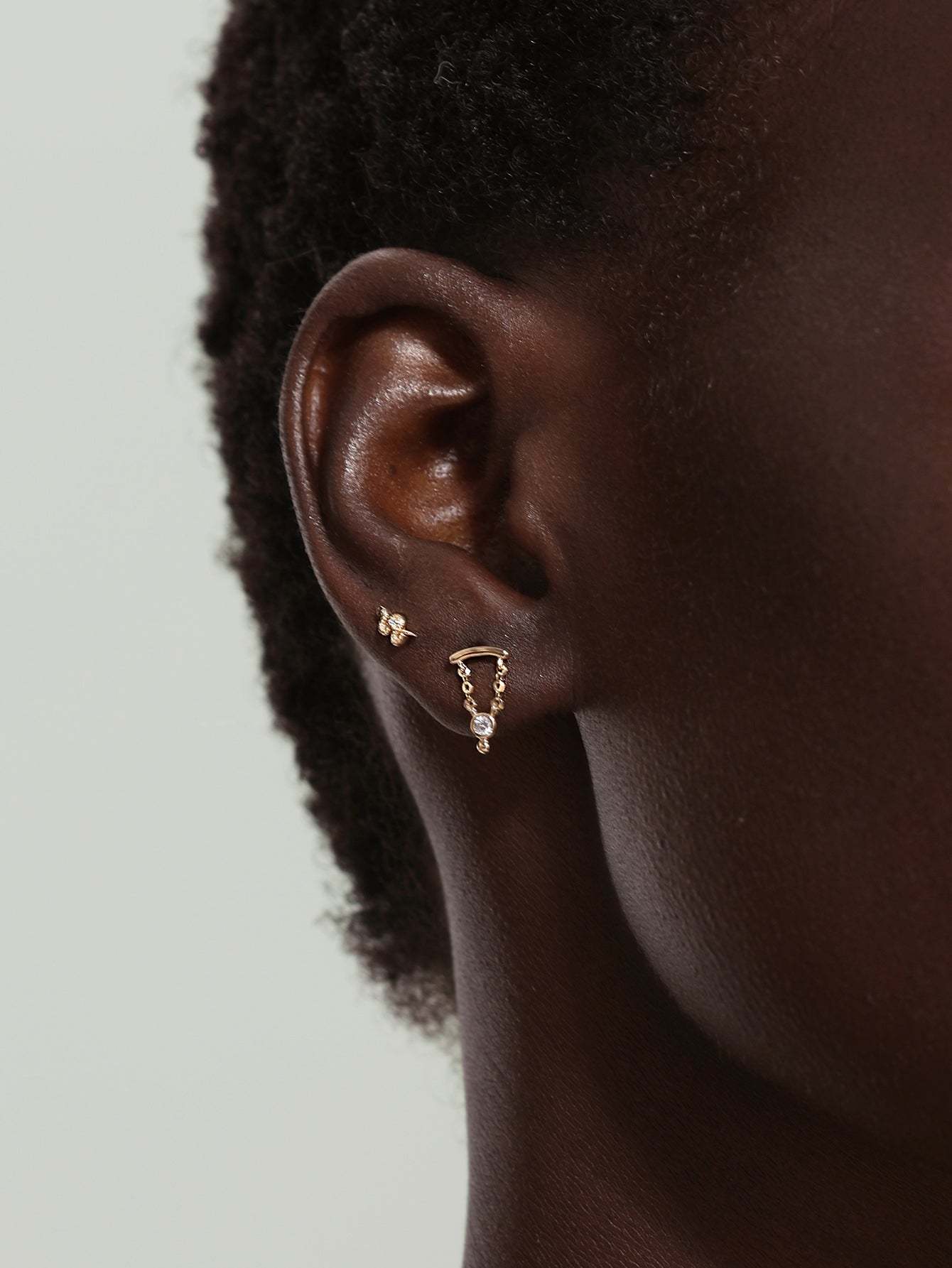 925 Sterling Silver Snake-Shaped Zircon Ear Piercing Stud-aurivna