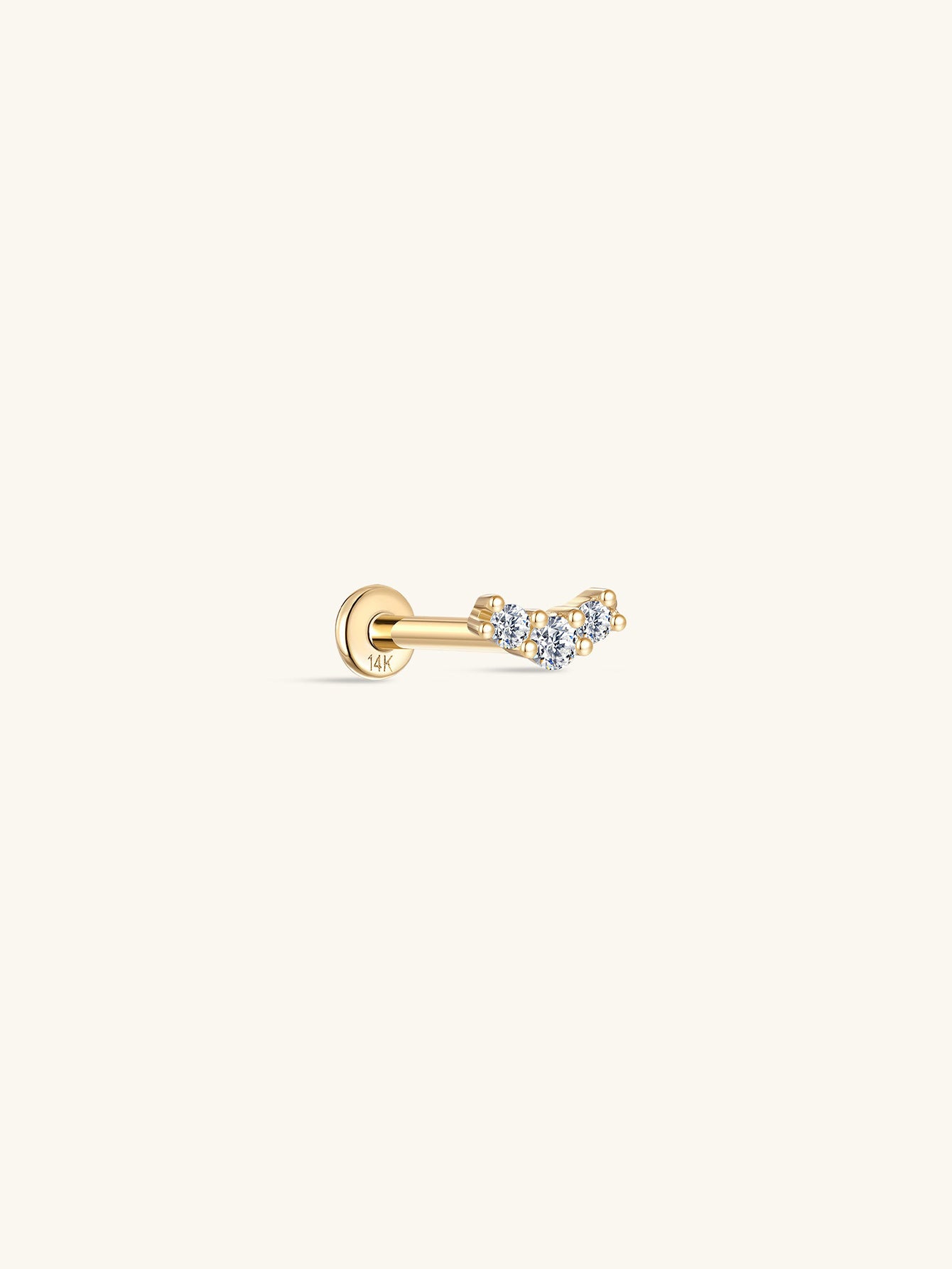 925 Sterling Silver Pave Curved Ear Piercing Stud-aurivna