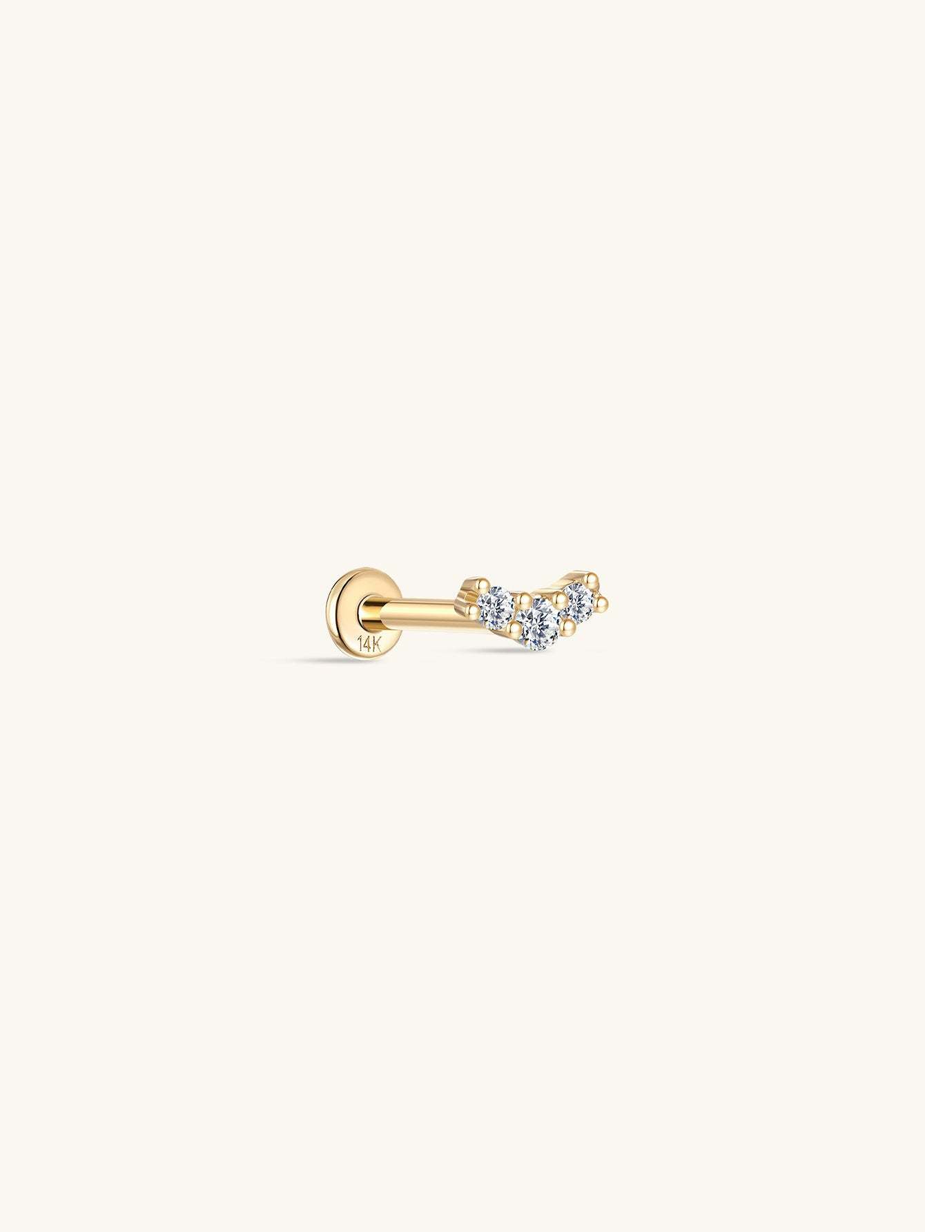 925 Sterling Silver Pave Curved Ear Piercing Stud-aurivna
