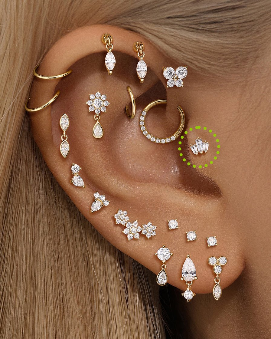 925 Sterling Silver Irregular Splicing Crown Ear Piercing Stud-aurivna