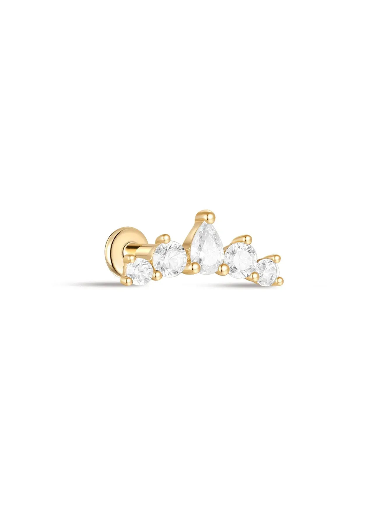 925 Sterling Silver Single Drainage Drop Zircon Ear Piercing Stud