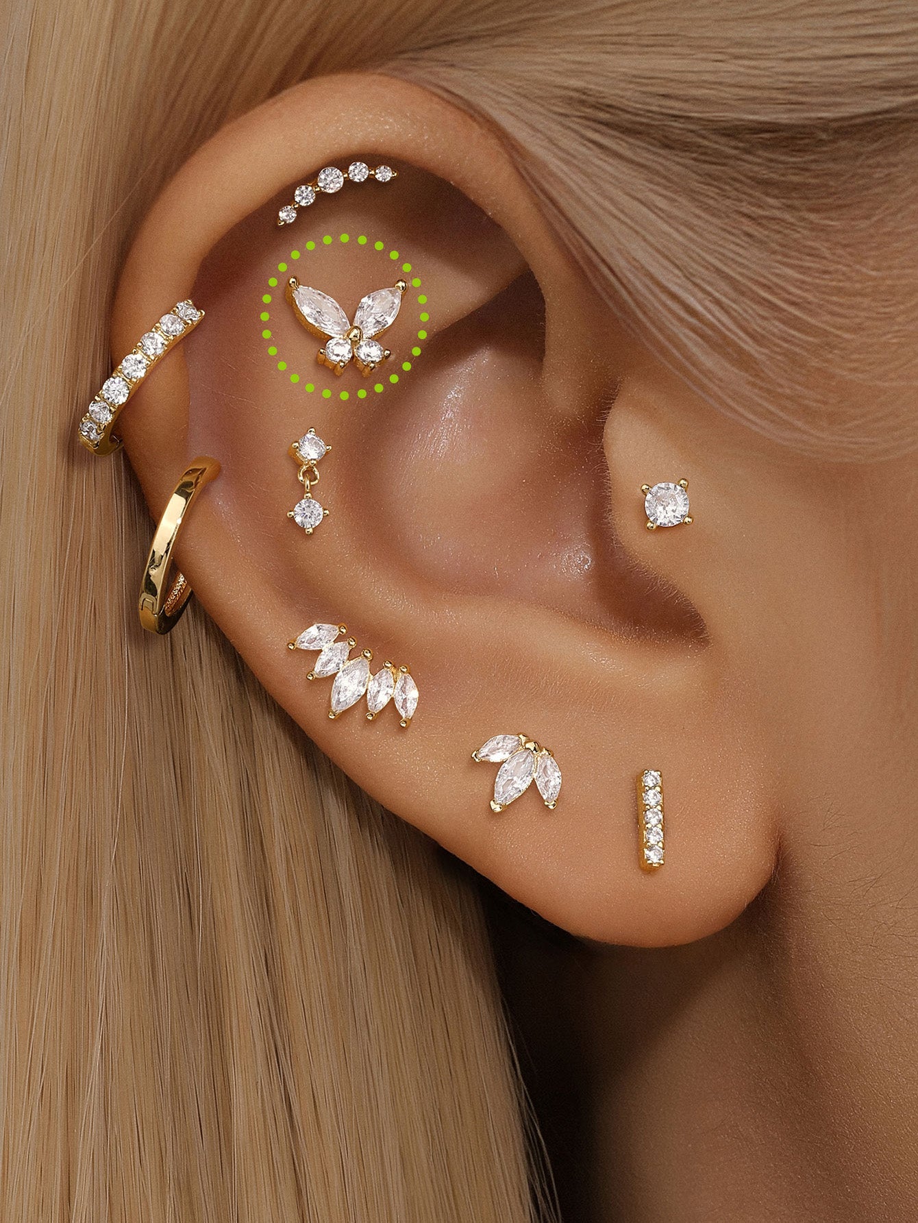 925 Sterling Silver Butterfly Ear Piercing Stud-aurivna
