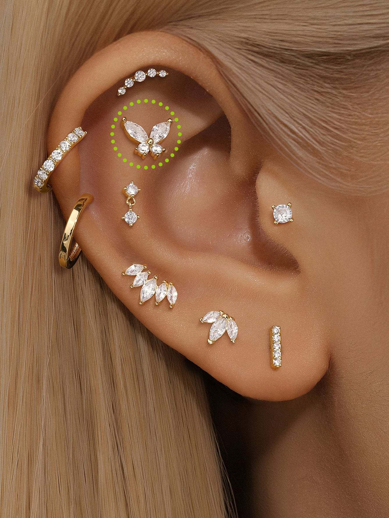 925 Sterling Silver Butterfly Ear Piercing Stud-aurivna