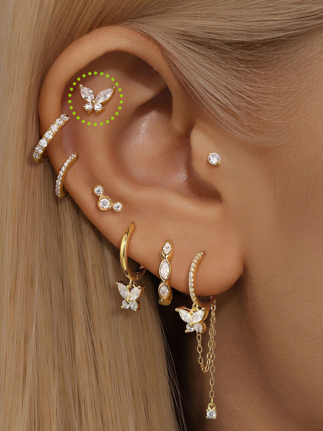 925 Sterling Silver Butterfly Ear Piercing Stud-aurivna