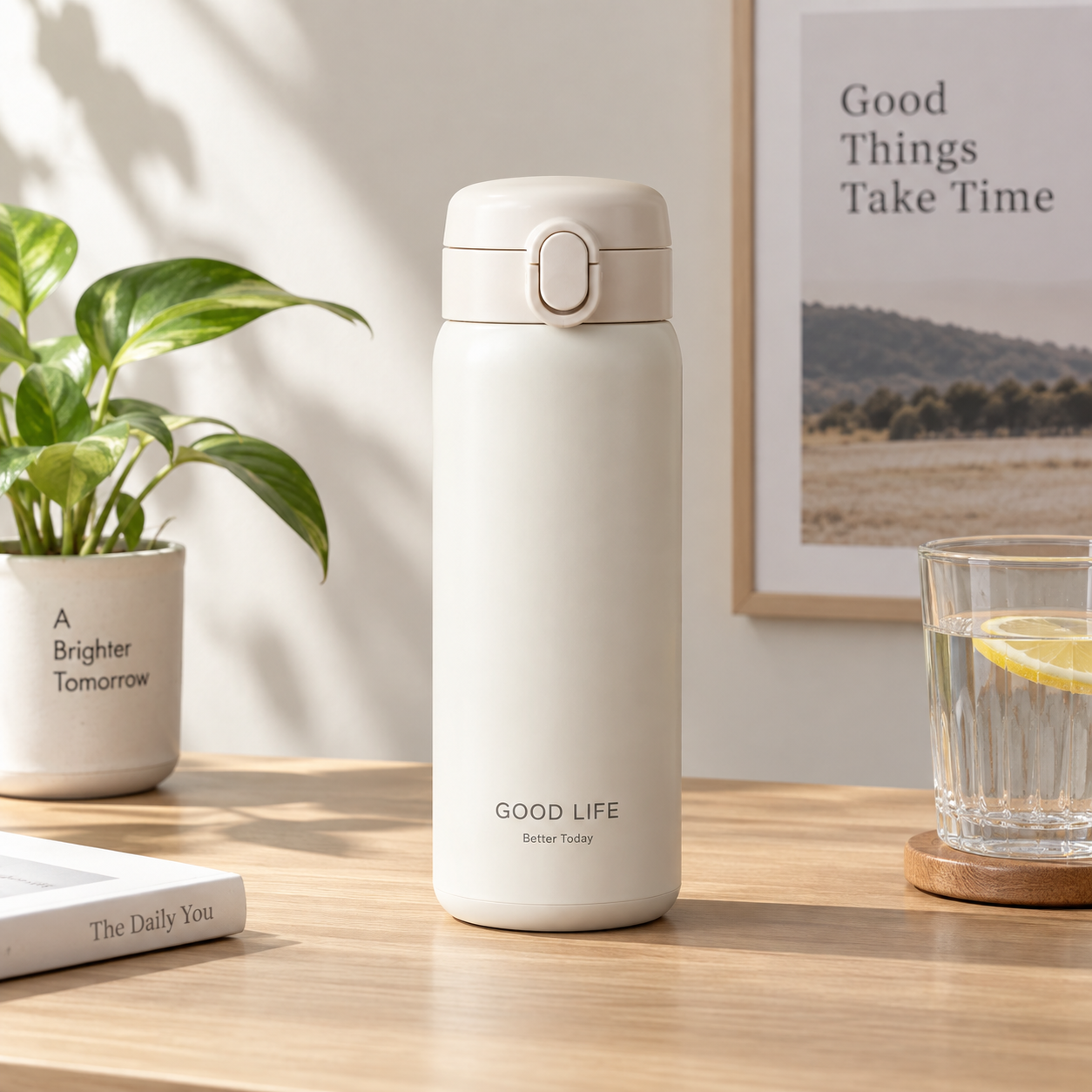 Test product image – minimalist cream bottle lifestyle scene