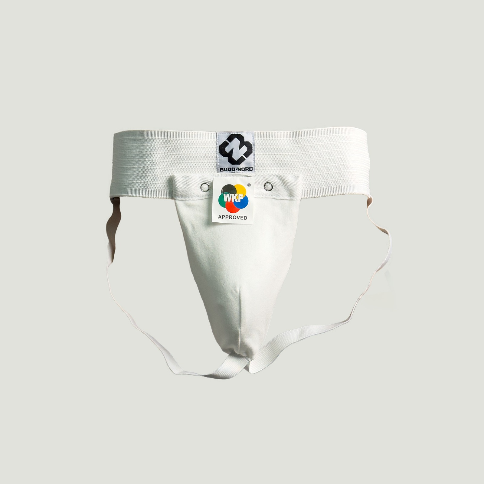 BUDO-NORD MALE GROIN GUARD STANDARD WHITE WKF APPROVED