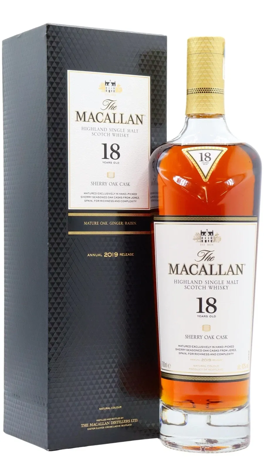 The Macallan Sherry Oak 18 Year Old Highland Single Malt Scotch Whisky (2024 Release)(Gift Box)