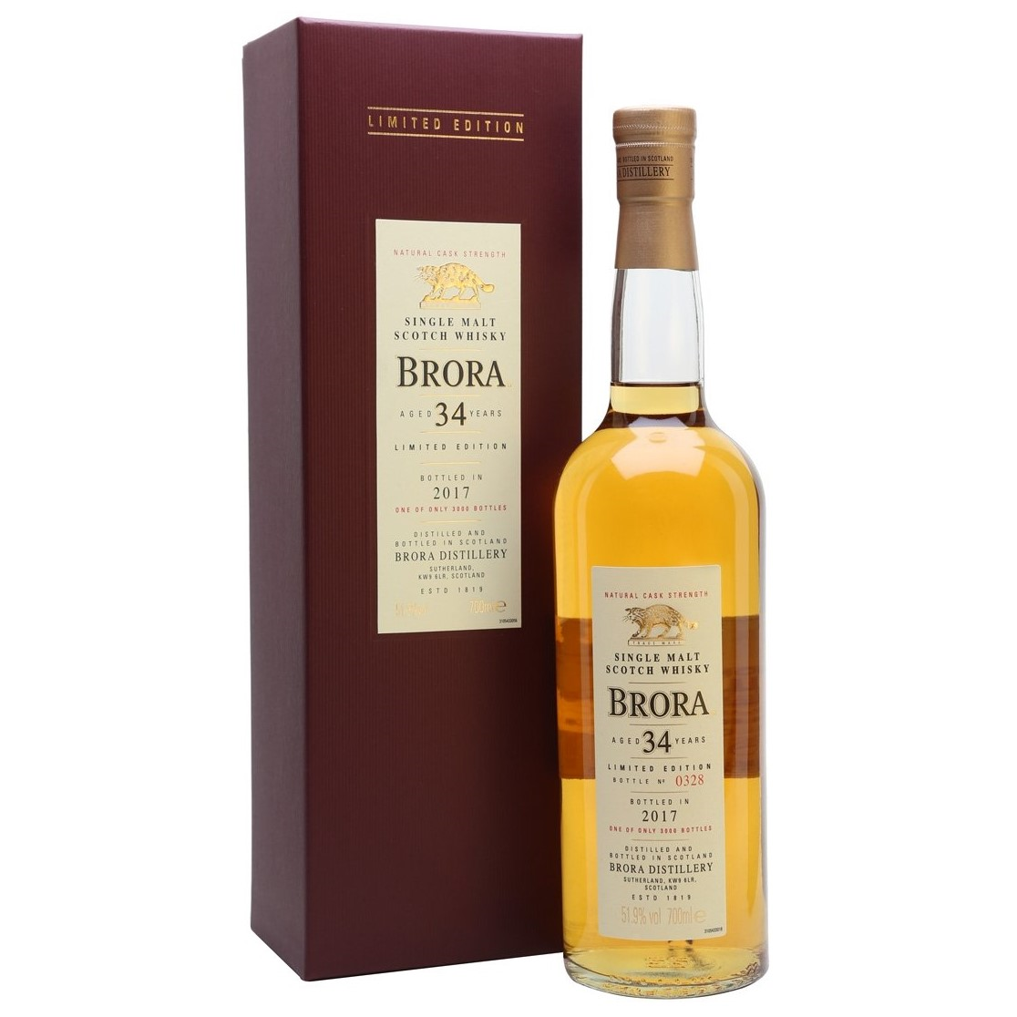 Brora Limited Edition 34 Year Old Highland Single Malt (2017 Release)(Gift Box)