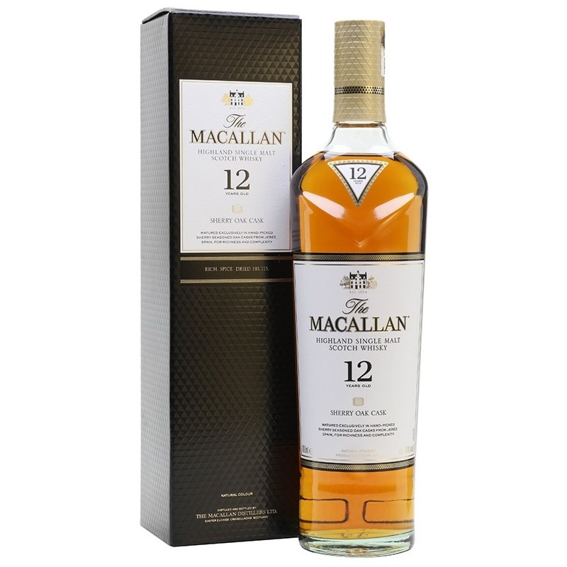 The Macallan Sherry Oak Cask 12 Year Old Highland Single Malt Scotch Whisky (Gift Box)