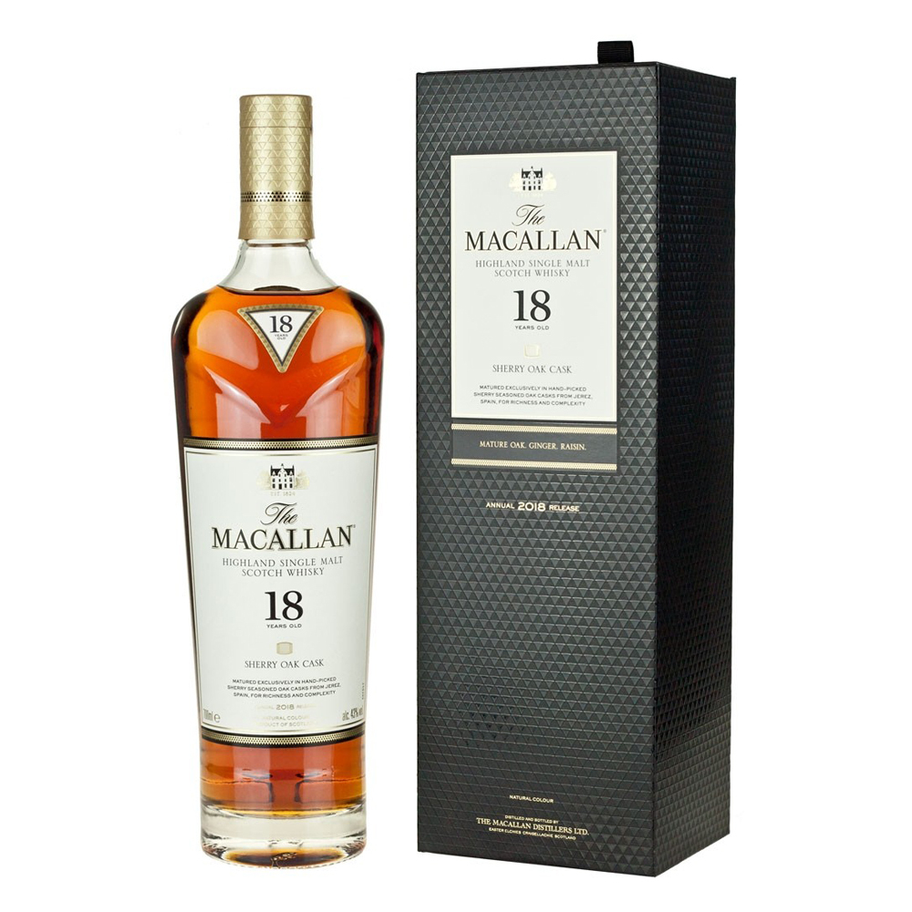 The Macallan Sherry Oak 18 Year Old Highland Single Malt Scotch Whisky (2022 Release)(Gift Box)