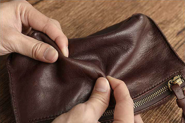 DEEPKEE original nubuck handmade full-grain genuine leather cowhide bag Handmade Leather Diagonal Bag #17053