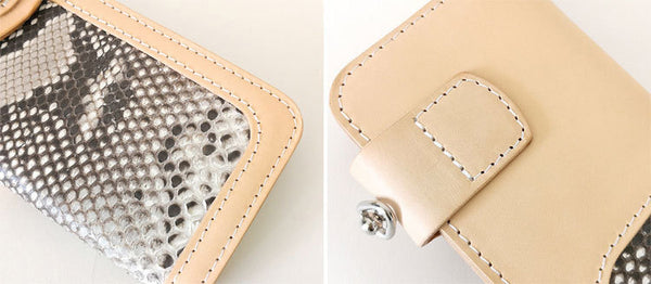 DEEPKEE original nubuck handmade full-grain genuine leather cowhide bag DEEPKEE Handmade Python Leather Bifold Wallet #59895