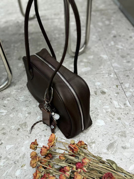 DEEPKEE original nubuck handmade full-grain genuine leather cowhide bag DEEPKEE 手工真皮保齡球包 togo波士頓包 枕頭包 MN24101801號