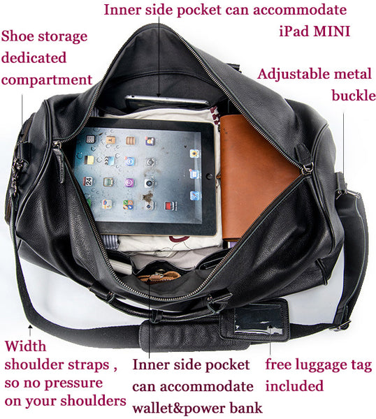 DEEPKEE original nubuck handmade full-grain genuine leather cowhide bag DEEPKEE HANDMADE | Bryan Leather Duffle Bag No.30004