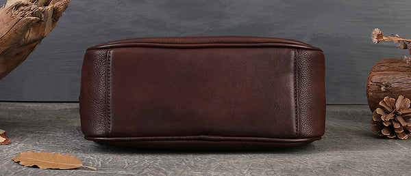 DEEPKEE original nubuck handmade full-grain genuine leather cowhide bag Unisex Leather Boston Bag No.9096