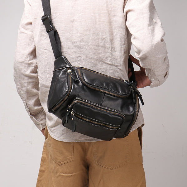 DEEPKEE original nubuck handmade full-grain genuine leather cowhide bag Adrian Zippered Bag No.3726