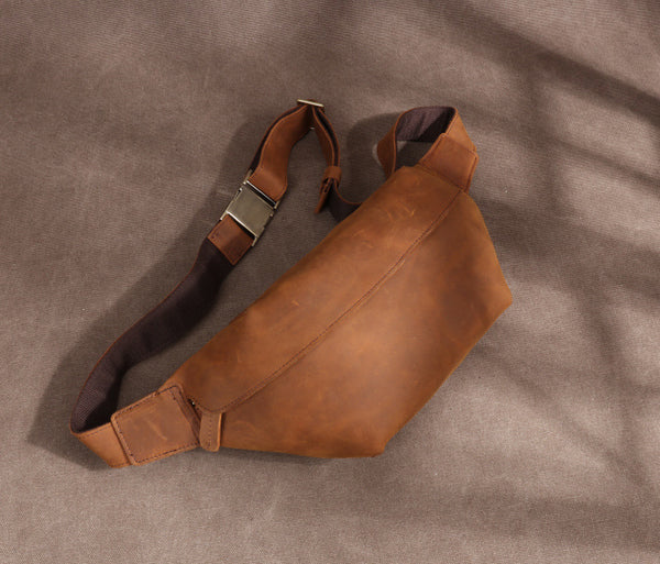 DEEPKEE original nubuck handmade full-grain genuine leather cowhide bag Leather Fanny Packs Waist Bag #2021