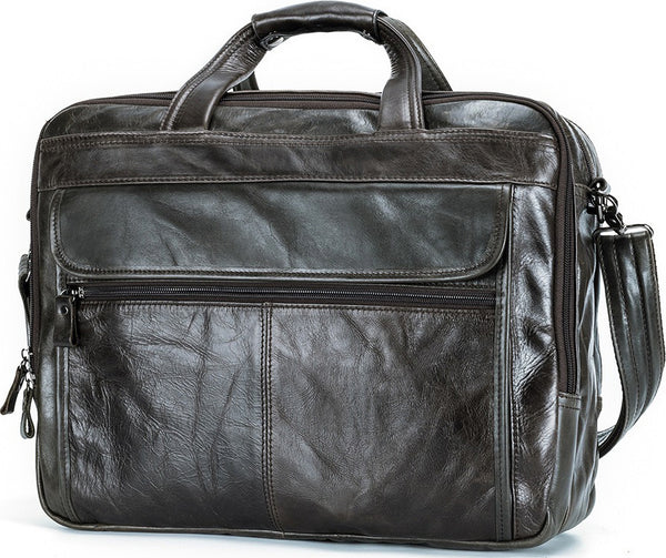 DEEPKEE original nubuck handmade full-grain genuine leather cowhide bag Deepkee Handicraft Leather Cowhide 15.6'' Briefcase Handbag #9912