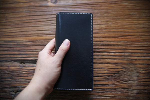 DEEPKEE original nubuck handmade full-grain genuine leather cowhide bag Handmade Personalized harley Leather Bifold Wallet #125_1