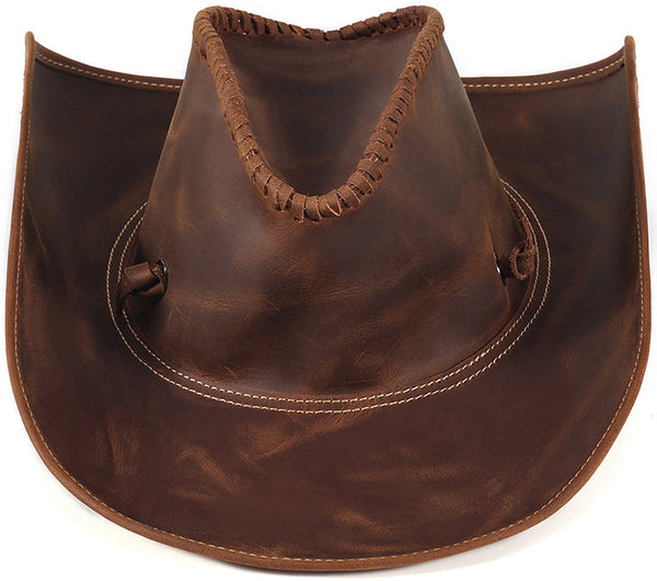 DEEPKEE original nubuck handmade full-grain genuine leather cowhide bag DEEPKEE shop brown leather hat 3040