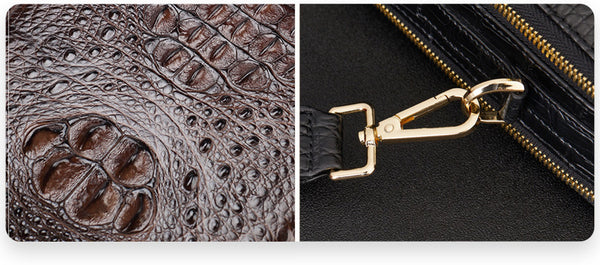 DEEPKEE original nubuck handmade full-grain genuine leather cowhide bag Handmade Leather Men's shoulder bag light luxury crocodile leather men's bag #1075