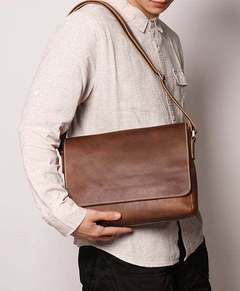 DEEPKEE original nubuck handmade full-grain genuine leather cowhide bag BASIS COWHIDE LEATHER MESSENGER BAG #30166
