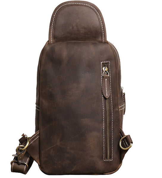 DEEPKEE original nubuck handmade full-grain genuine leather cowhide bag Advanced Sling bag No.30177